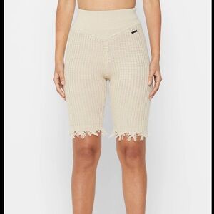 Maniere De Voir Cream Knit Bike Shorts